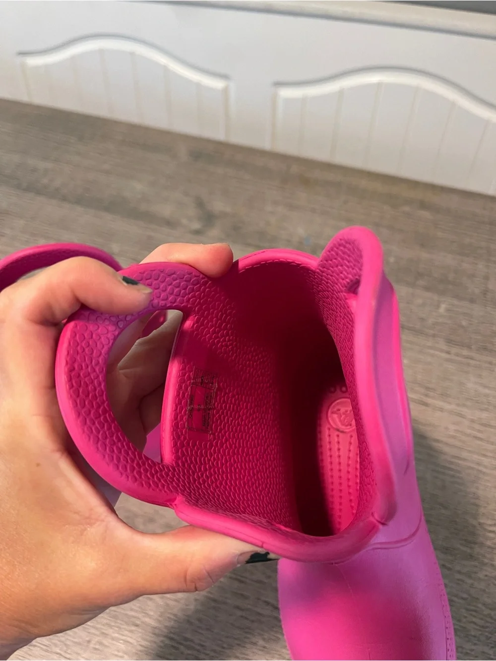 Crocs Handle It Rain Boots Kids Pink Slip On Lightweight Waterproof Outdoor C13